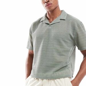 ASOS Olive Mesh Cropped Polo Shirt